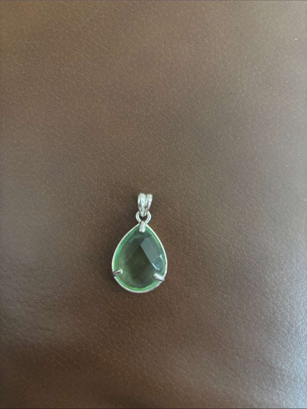 Teardrop Green Gemstone Pendant Necklace in Sterling Silver